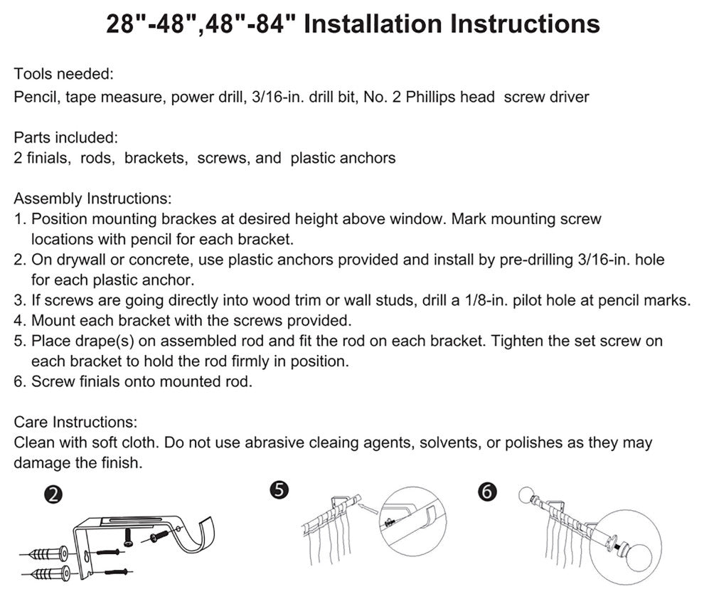 3/4" Bird Adjustable Curtain Rod, Blue, 48"-84"
