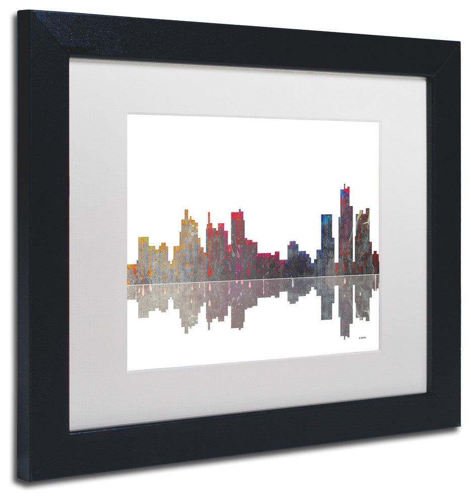 'Boston, Massachusetts Skyline' Matted Framed Canvas Art by Marlene Watson