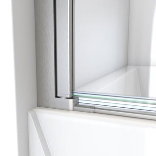 DreamLine Aqua-Q Swing 34 in. W x 58 in. H Frameless Tub Door, Brushed Nickel