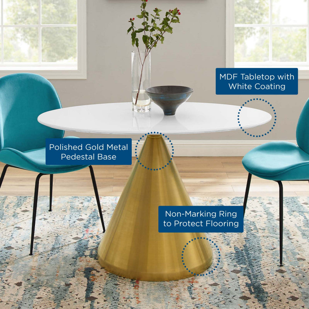 Tupelo 48" Oval Dining Table-Gold White