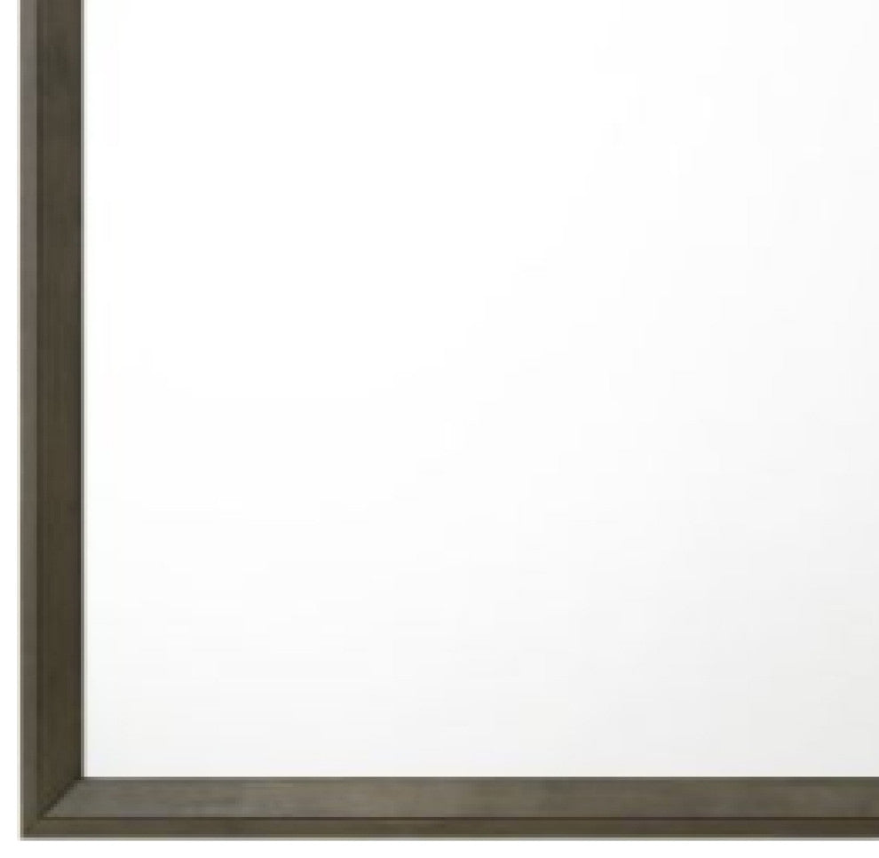 45 Inch Solid Wood Mirror, Rectangular, Landscape, Rustic Gray