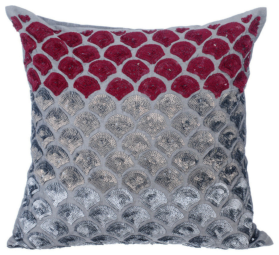 Gray Decorative Pillow Covers 22"x22" Silk, Cranberry Space