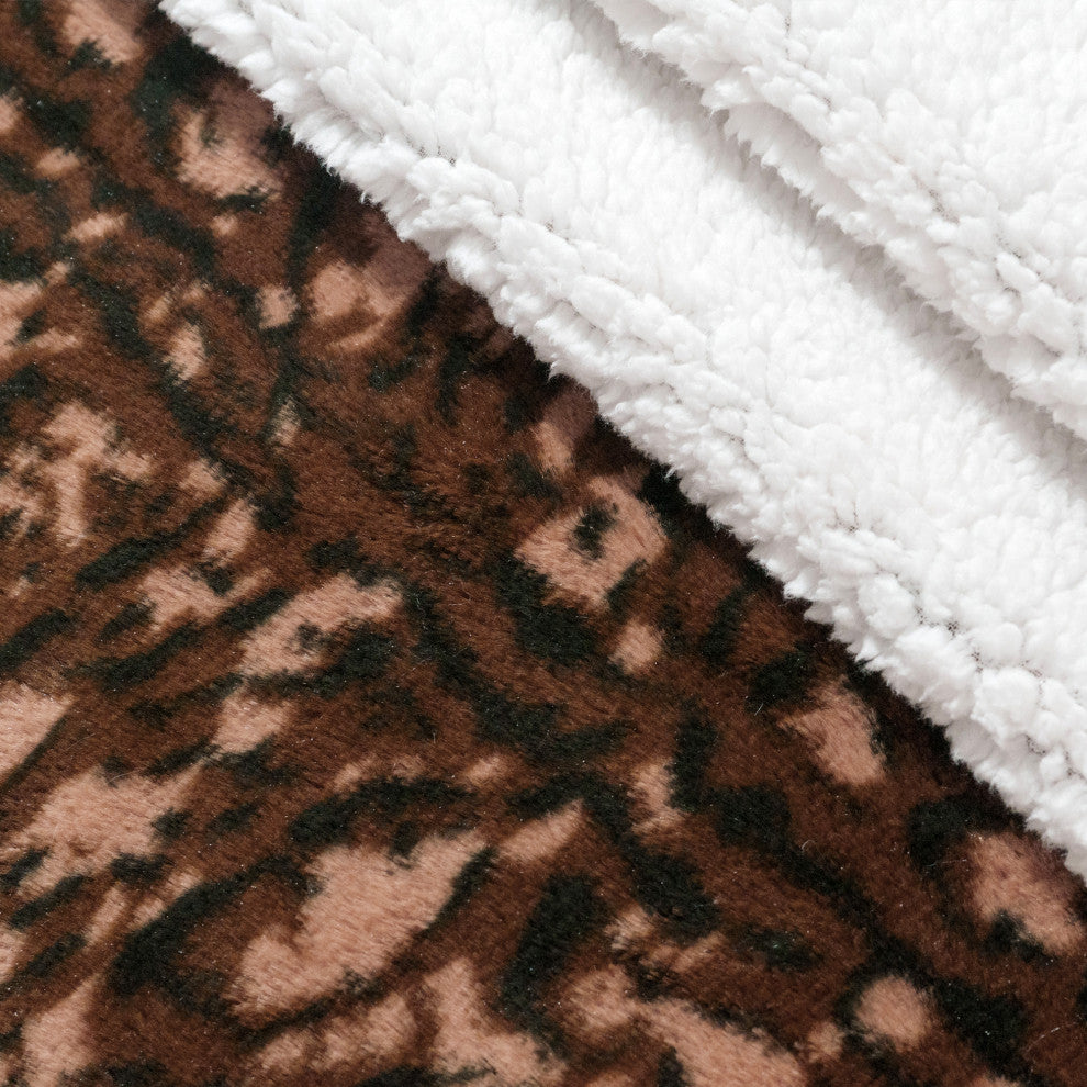 ML Leopard Faux Fur Pillow Covers Set of 2