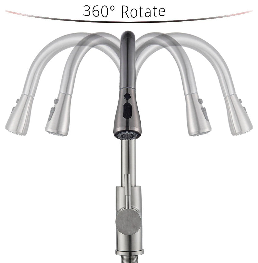 Brushed Nickel Single Hole Pull Out Spout Kitchen Sink Faucet