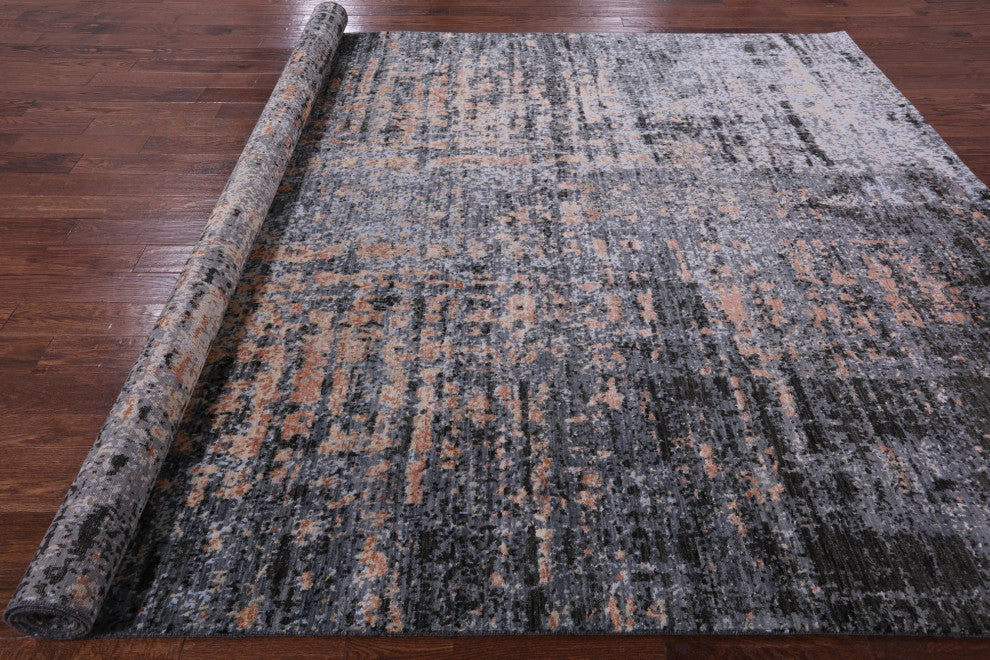 8' 11" X 12' 1" Handmade Modern Wool and Silk Rug Q6830