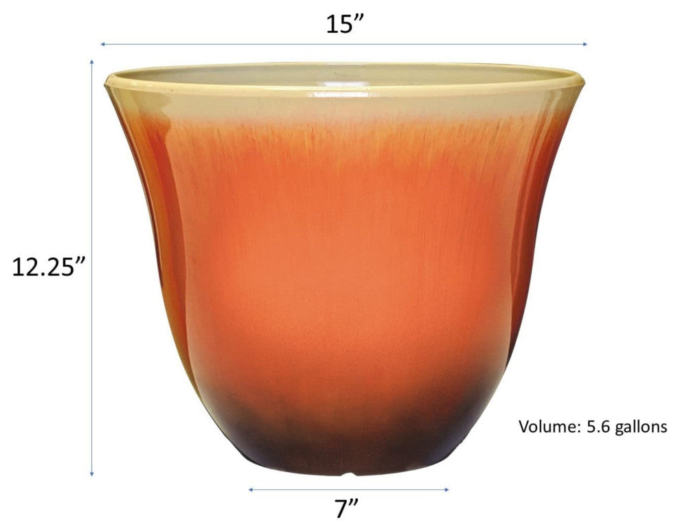 Classic Home and Garden Honeysuckle Resin Flower Pot Planter, Tequila Sunrise, 1