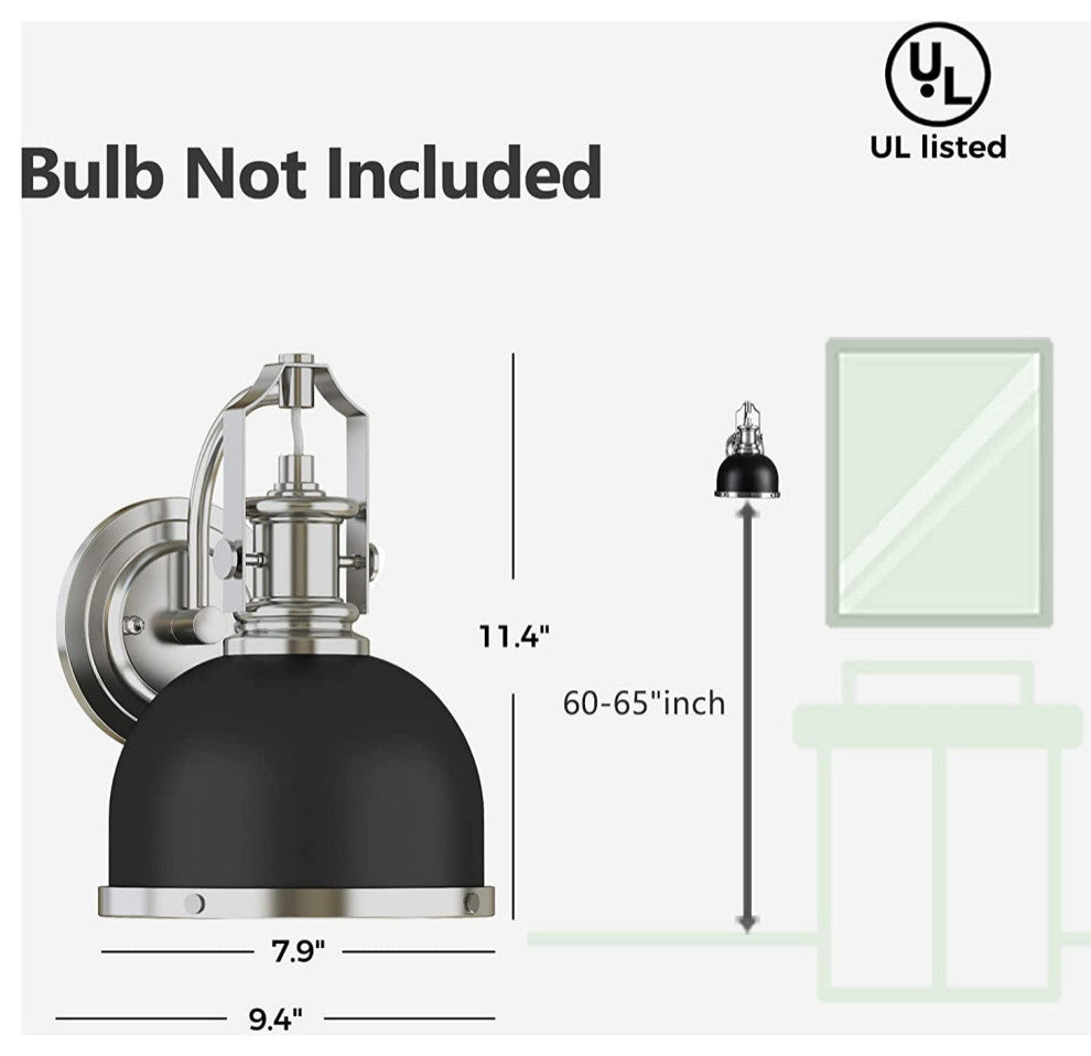 Gooseneck Wall Sconce Light fixture black dome industrial wall mount lamp