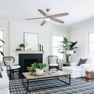 52" Indoor LED Ceiling Fan with Remote Control, Reversible Motor