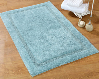 Bath Rug Cotton Solid Color Regency Pattern, Arctic Blue, 34"x21"