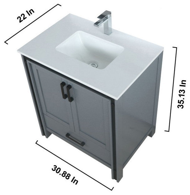 Ziva Transitional Dark Grey 30" Single Vanity Set