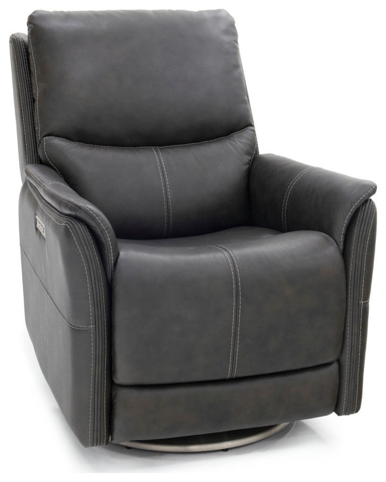 Salem Rainer Steel Swivel Recliner With Power Recline, Head Rest & Lumbar