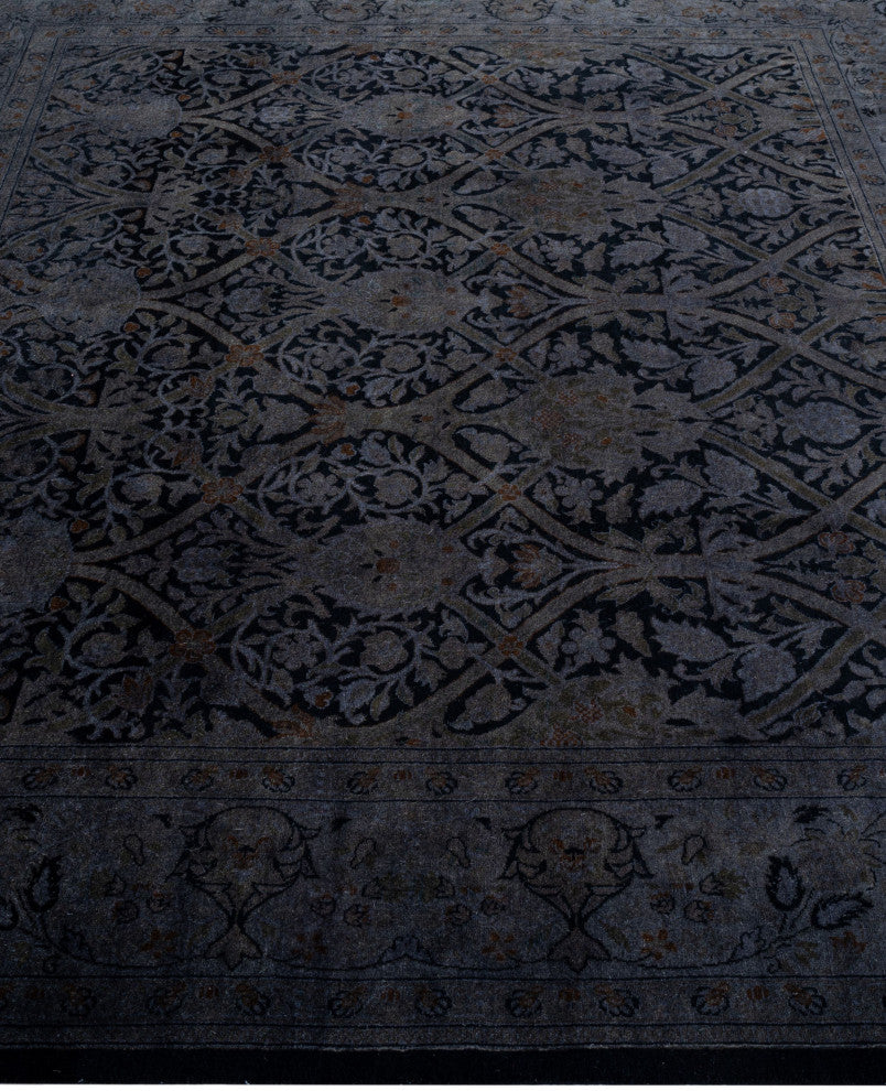 Overdyed One-of-a-Kind Hand-Knotted Area Rug Black, 6' 2" x 6' 3"