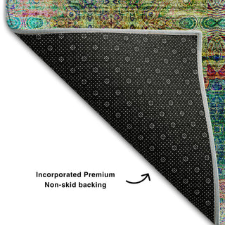 Premium Machine Washable Mayfield AMF557 Green 8' x 8' Round Rug