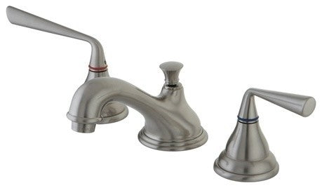Kingston Brass Widespread Bathroom Faucet With Brass Pop-Up, Brushed Nickel