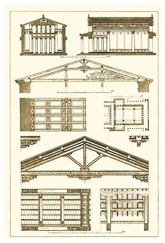 Internal Decoration of Roof - Gallery Wrapped Canvas Art 12" x 18"
