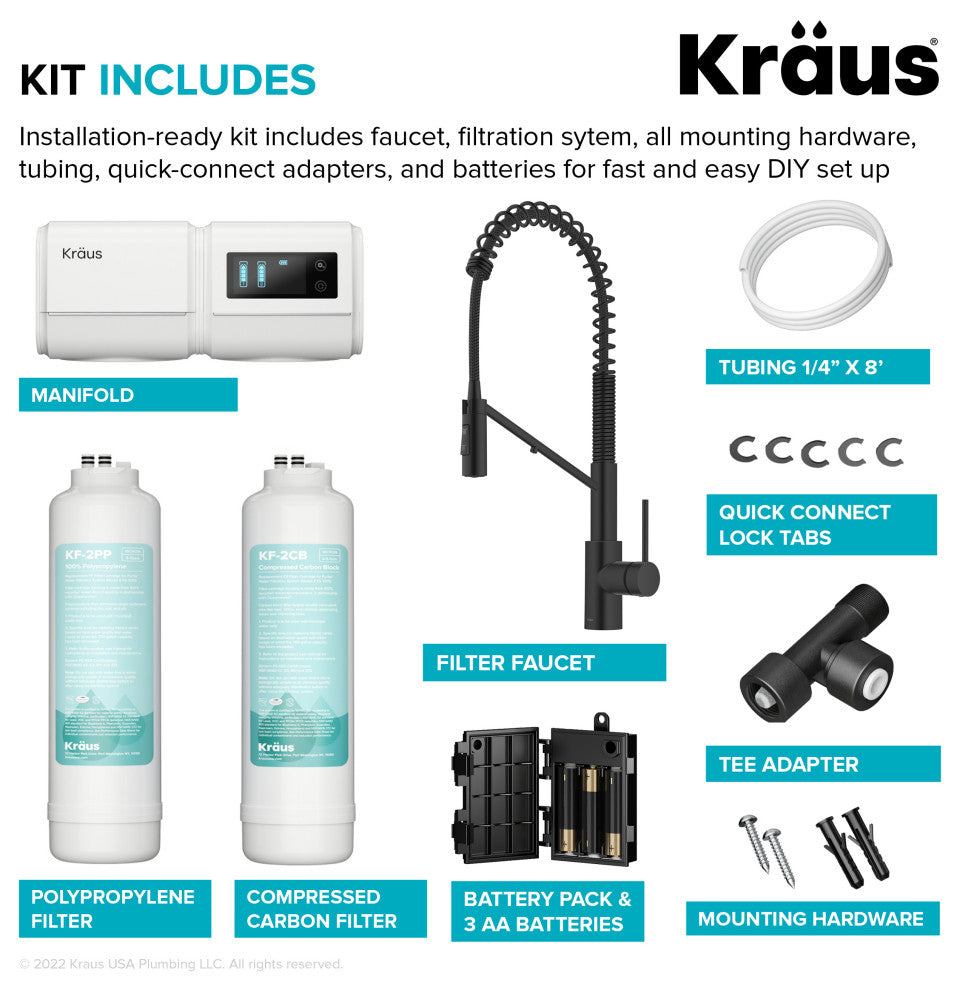 KRAUS Oletto Pull-Down Filter Kitchen Faucet MB w/ Purita Filtration System