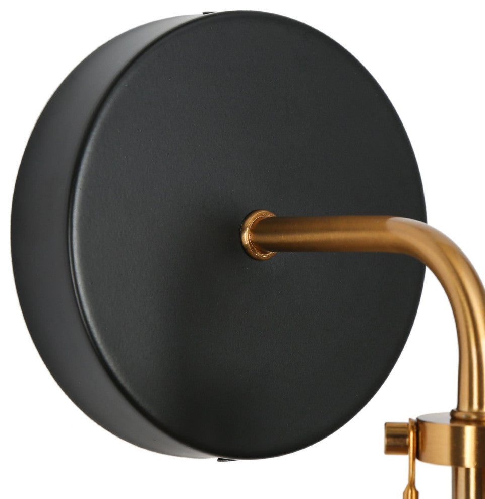 LNC Polished Gold Modern Seeded-Glass Wall Sconce, 1 Light