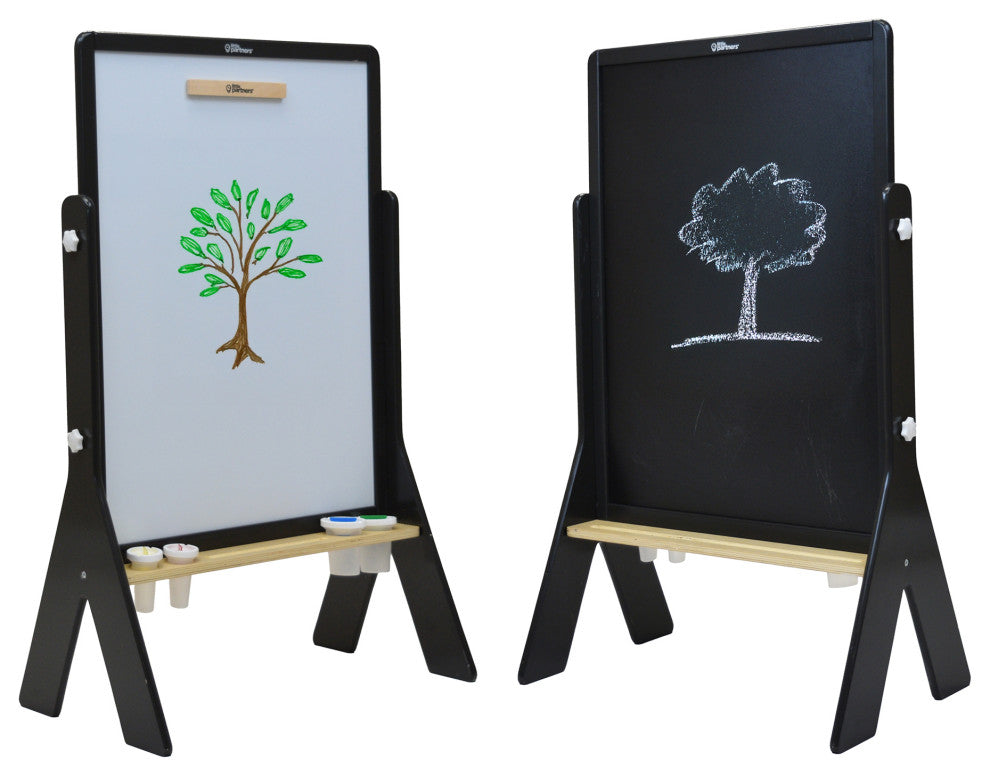 Little Partners Contempo Adjustable Height Art Easel, Charcoal With Natural