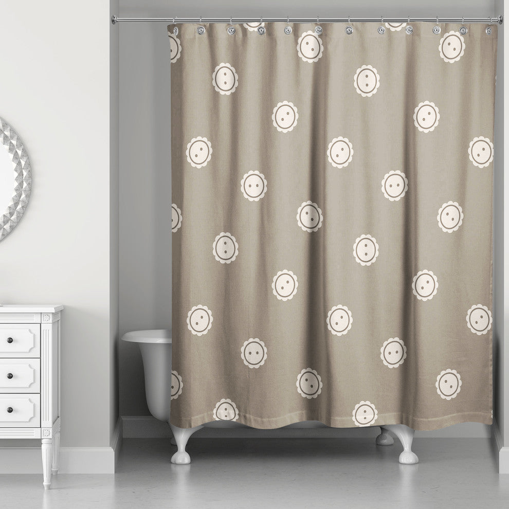 Tan Button Pattern Shower Curtain