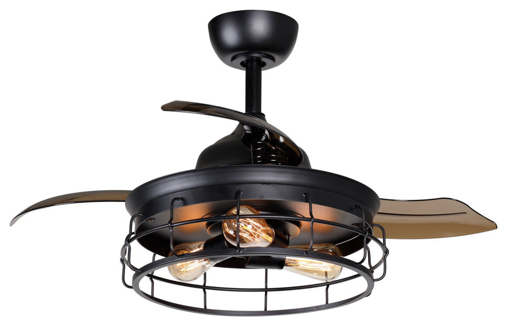 Industrial 36 3-Blades Retractable Ceiling Fan with Lights and Remote Control