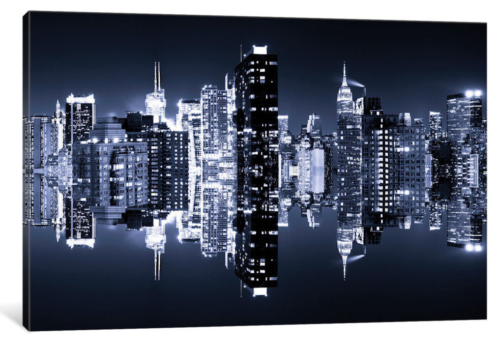 "Double Sided Manhattan Skyline Blue Night" by Philippe Hugonnard, 40x26x1.5