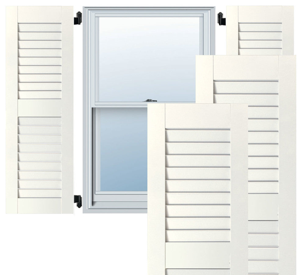 12" x 48" Exterior Sapele Mahogany Louvered Shutters, White