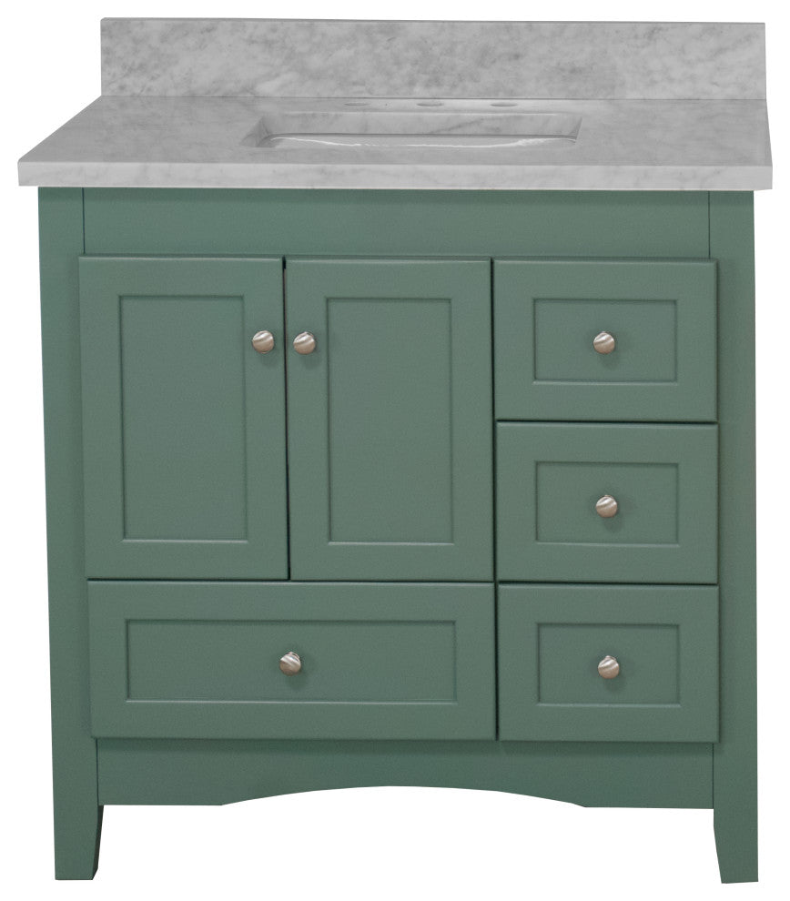 Abbey 36" Bathroom Vanity, Sage Green, Carrara Marble