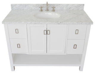49" Single Vanity, White Finish With White Carrara Top