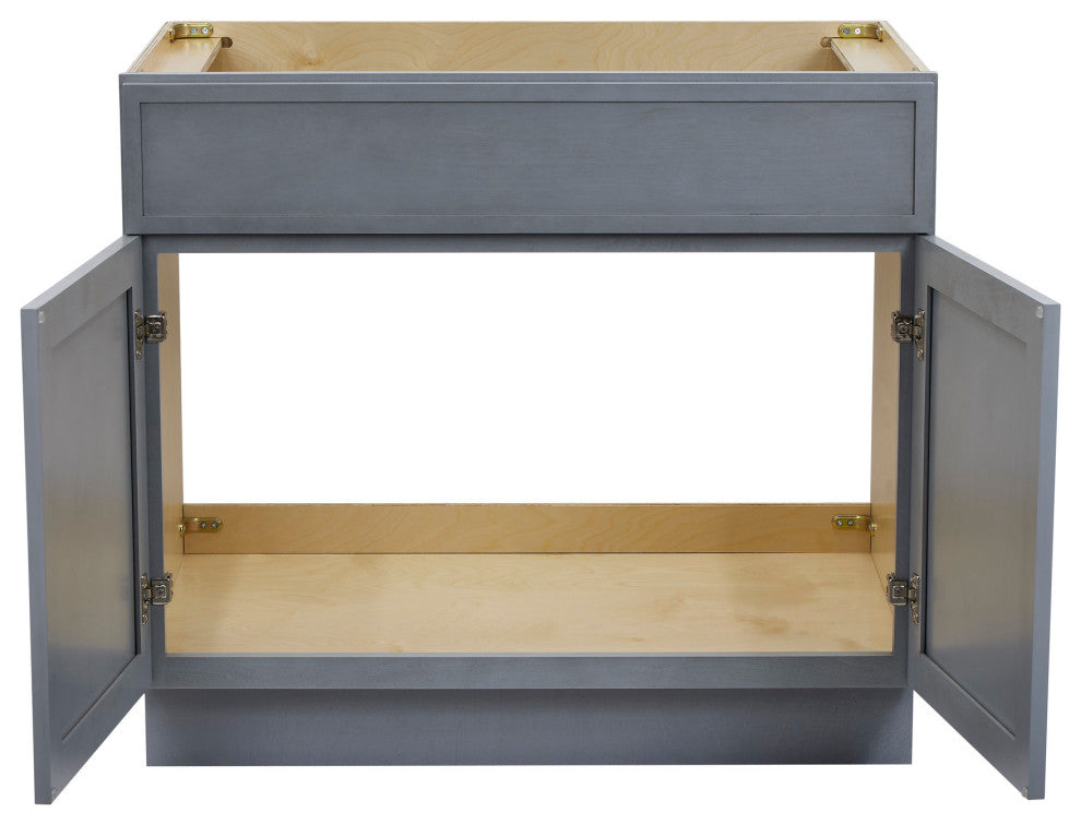 Vanity Art Birch Plywood Single Base Storage Cabinet, Smoky Gray, 36"
