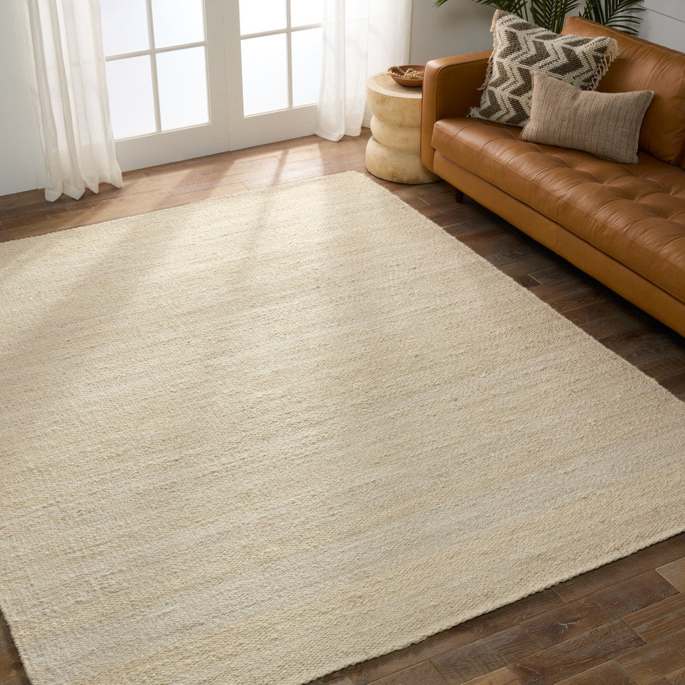Jaipur Living Hutton Natural Solid White Area Rug, 2'6"x12'