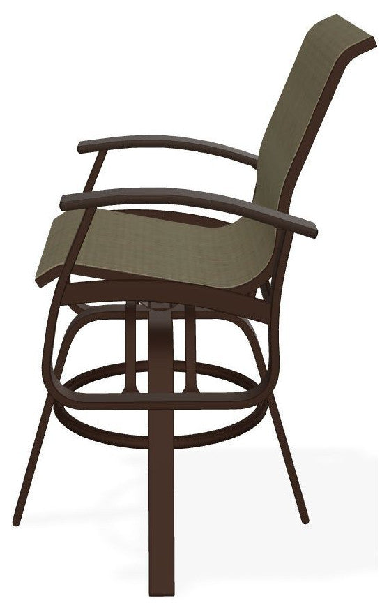 Belle Isle Sling Bar Height Outdoor Swivel Armchair, Elevation Stone/Kona