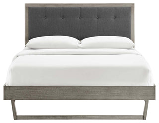 Willow Full Wood Platform Bed With Angular Frame MOD-6634-GRY-CHA