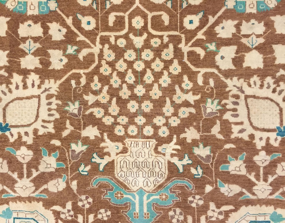 Peshawar Ashlie Light Brown Hand-Knotted Rug, 10''0x13''7