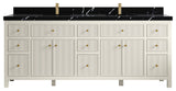 Sonoma 84" Double Sink Bath Vanity in Alabaster, 2" Calacatta Black