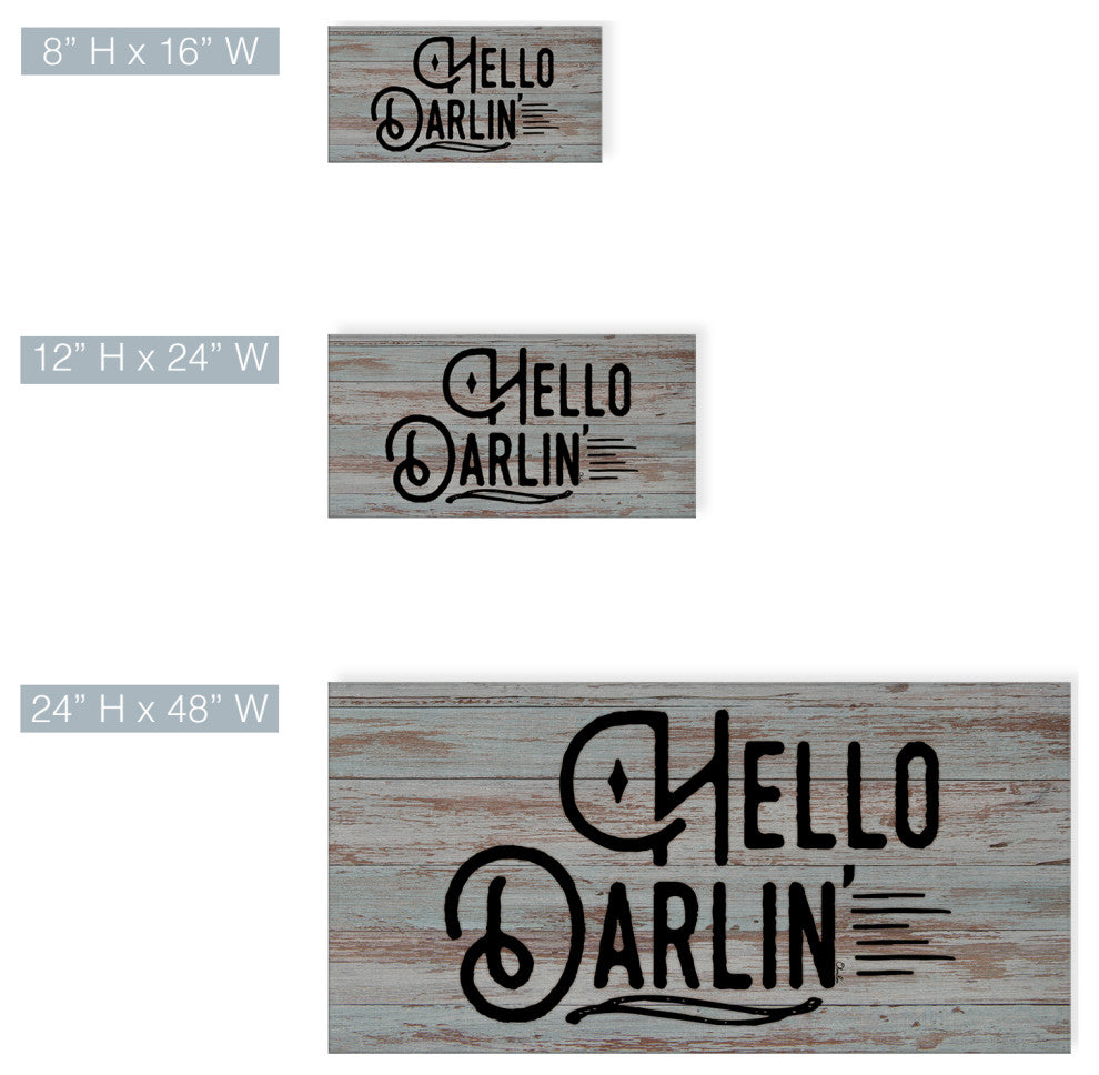 Hello Darlin' Farmhouse Wrapped Canvas Textual Wall Art