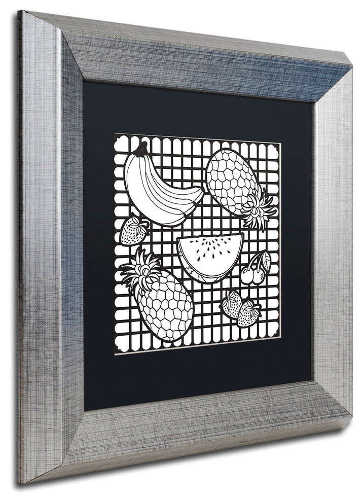 Hello Angel 'Fruit' Art, Silver Frame, Black Mat, 11x11