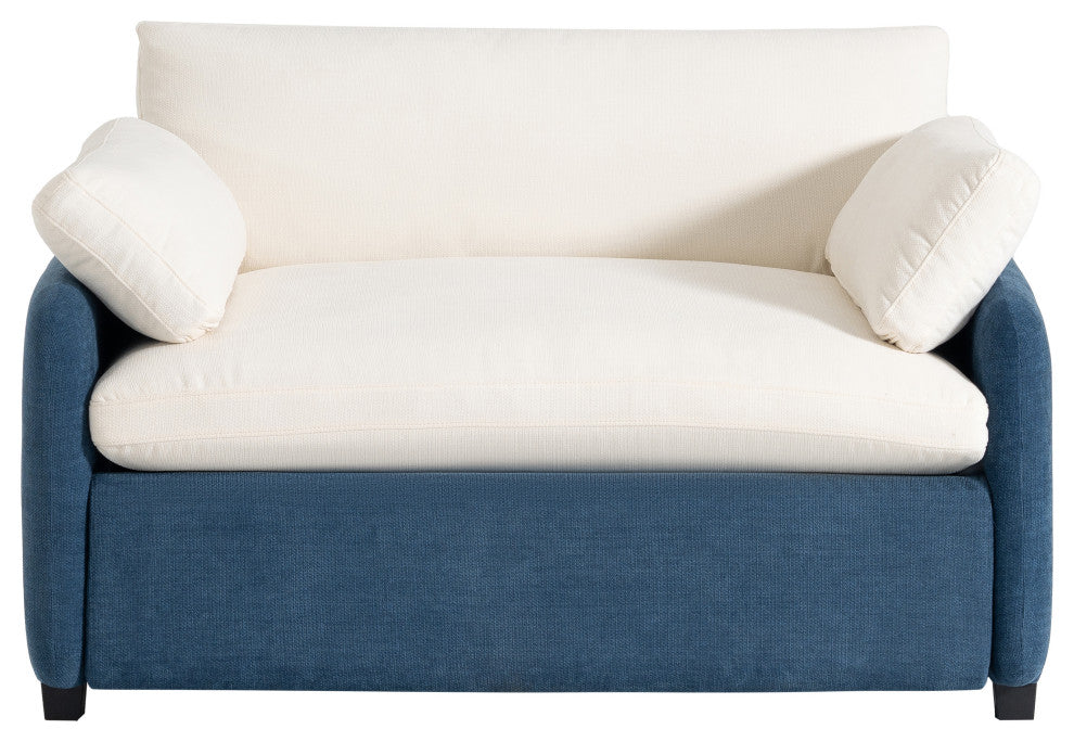 GDF Studio Oversized Chenille Upholstered Accent Armchair With Pillows, Blue