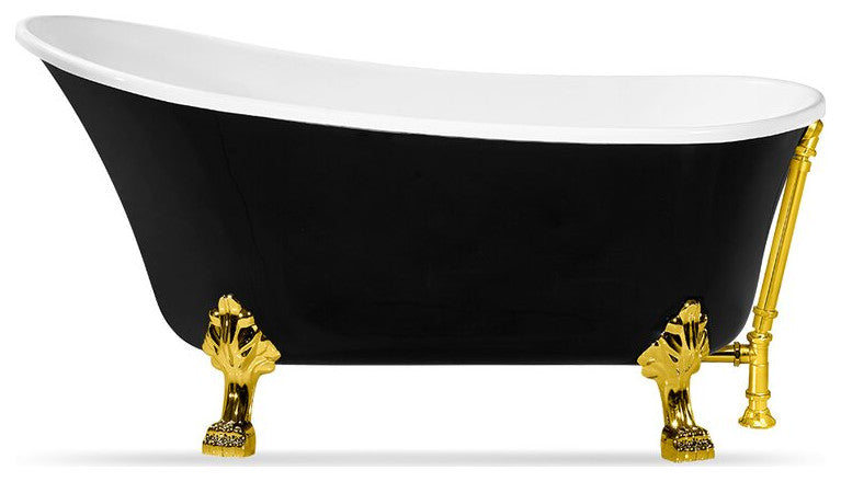 67" Streamline NPT9345GLD-GLD Clawfoot Tub With External Drain