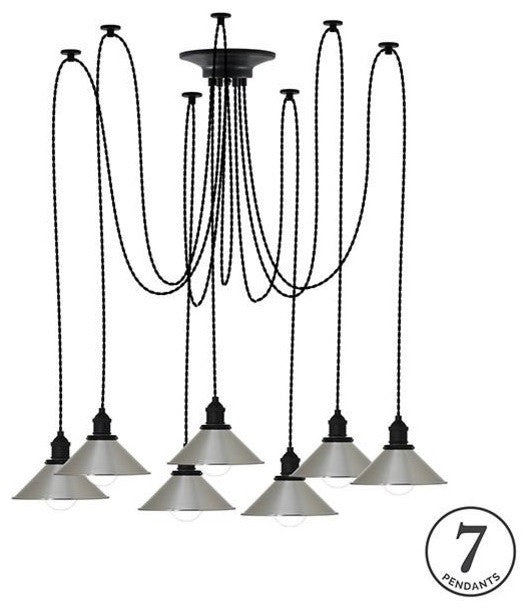 Industrial Nickel Shade Pendant Light Chandelier