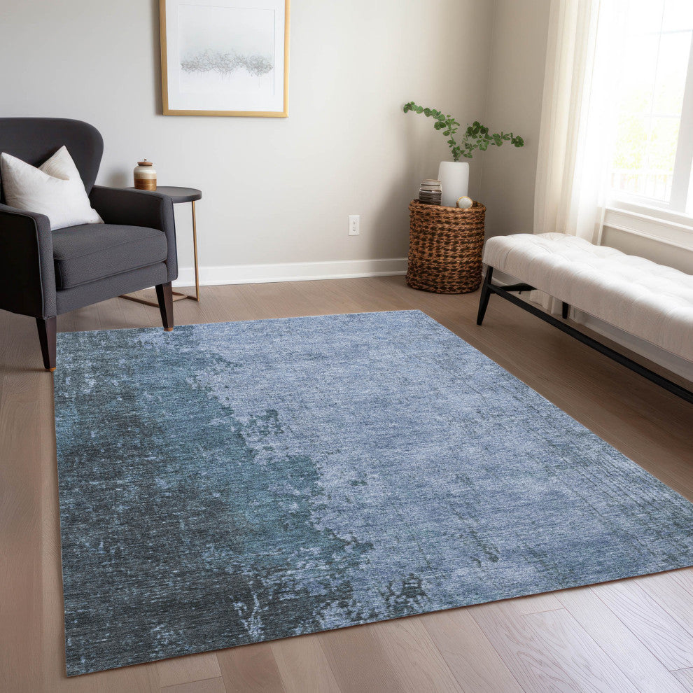 Machine Washable Indoor/Outdoor Chantille ACN1912 Blue 10' x 14' Rug