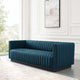 Tufted Sofa, Fabric, Navy Blue, Modern, Living Lounge Hotel Lobby Hospitality