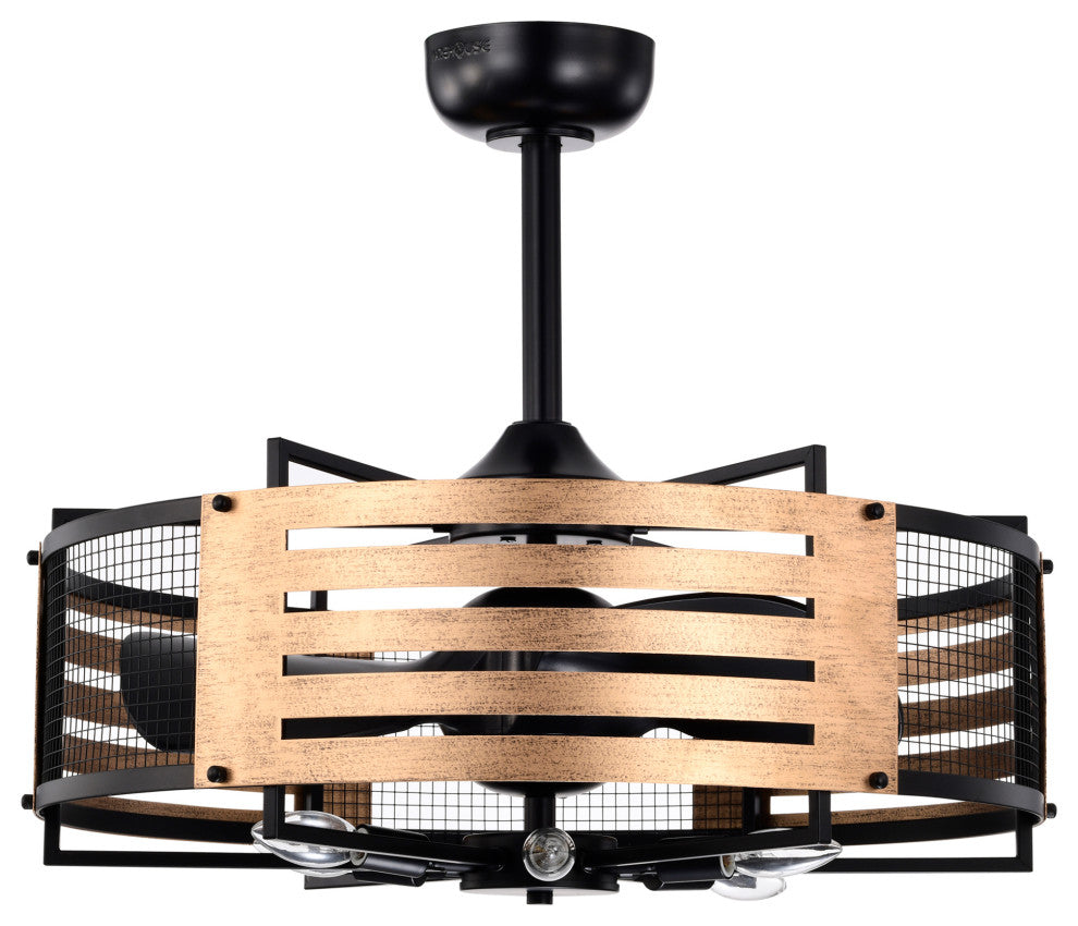 Brixton 26 in. 6-Light Indoor Matte Black and gold Finish Ceiling Fan