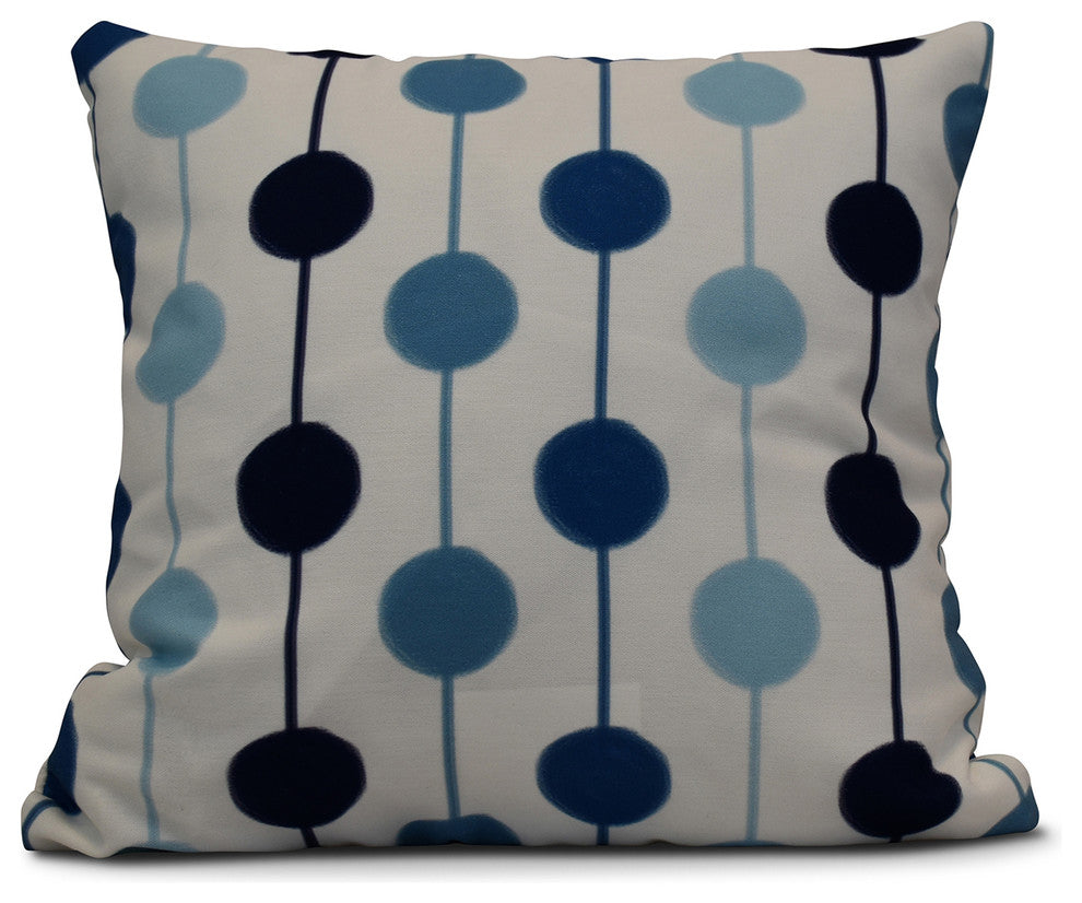 Brady Beads, Stripe Print Outdoor Pillow, Navy Blue, 16"x16"