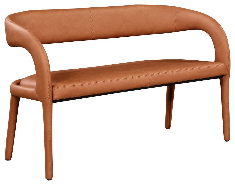 Sylvester Faux Leather Bench, Cognac