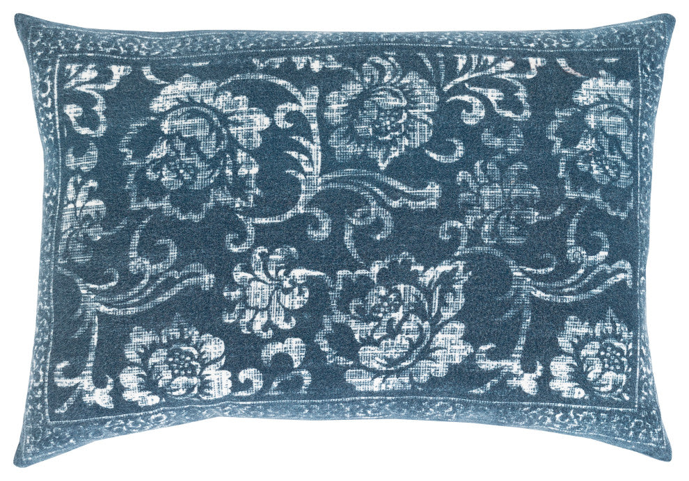 Surya Porcha PRC-002 16"x24" Pillow Cover, Dark Blue/Navy/Sage/White