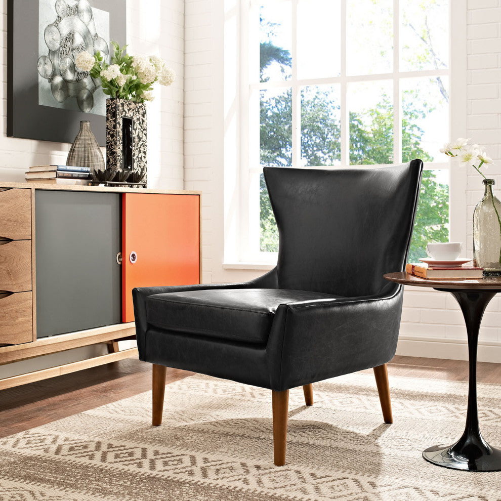 Modern Black Keen Upholstered Vinyl Armchair