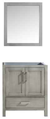Jacques 30" Distressed Gray Single Bathroom Vanity Cabinet, 28" Wall Mirror