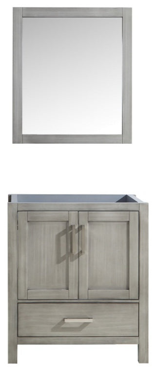 Jacques 30" Distressed Gray Single Bathroom Vanity Cabinet, 28" Wall Mirror