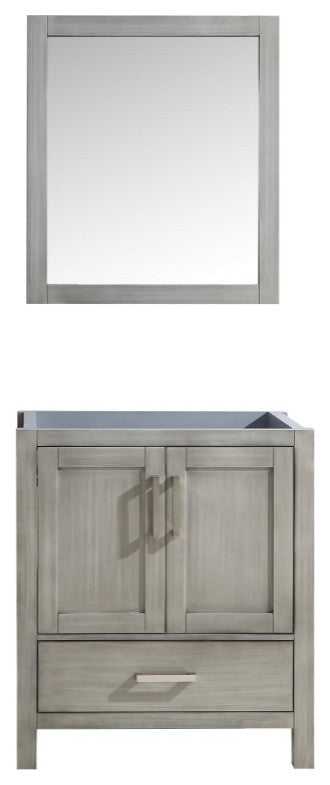 Jacques 30" Distressed Gray Single Bathroom Vanity Cabinet, 28" Wall Mirror
