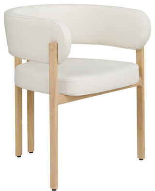 Gideon Black Faux Leather Dining Chair (Set of 2), Cream, Natural Finish